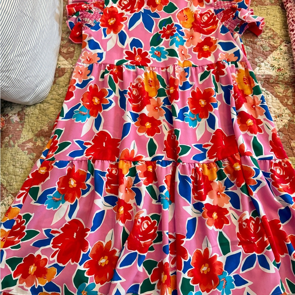 Vibrant Floral Pink Dress for Women